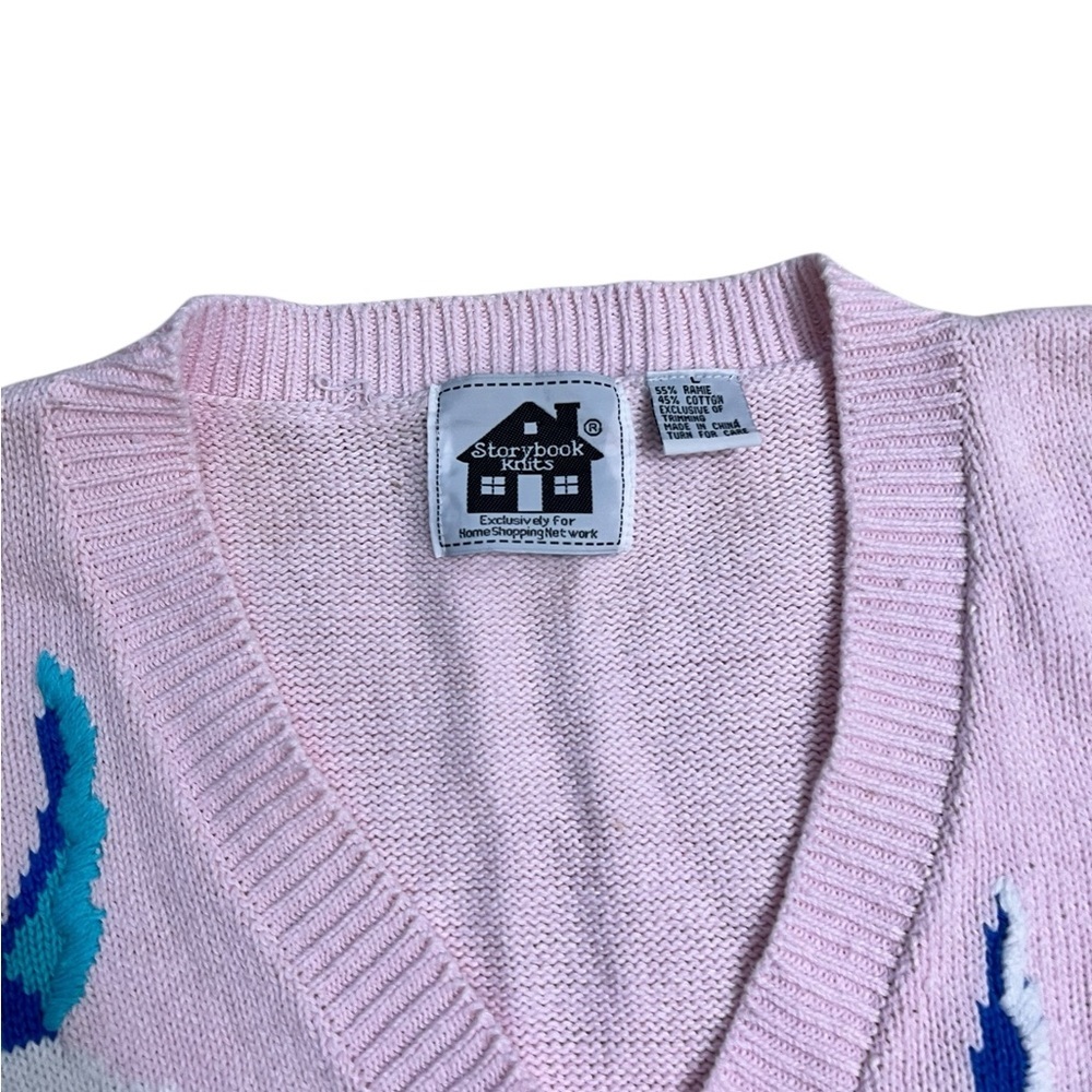 Vtg Storybook Knits  Women’s Large Cardigan Hummingbirds Flowers Cottagecore 90s - Picture 5 of 9